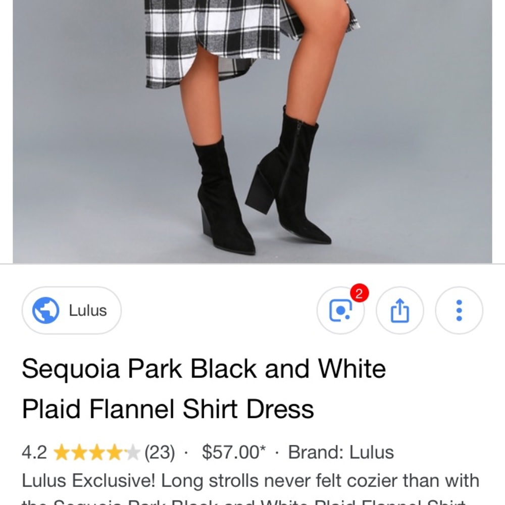 Sequoia Park B/W plaid flannel shirt dress - Picture 2 of 8